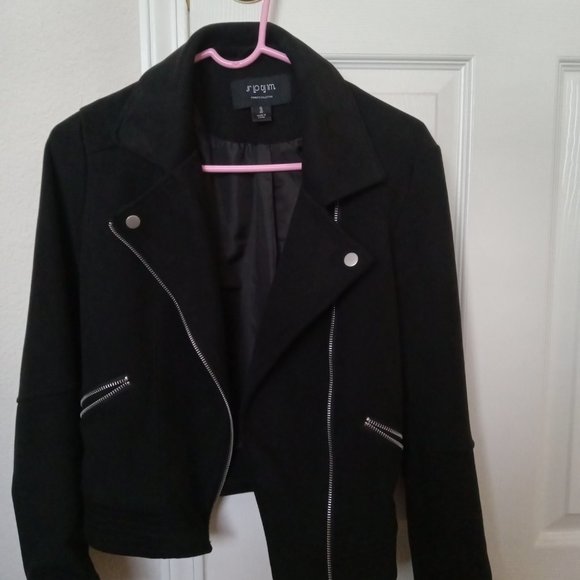 S P Y M Faux Suede Moto Cropped Jacket Coat - Picture 2 of 6